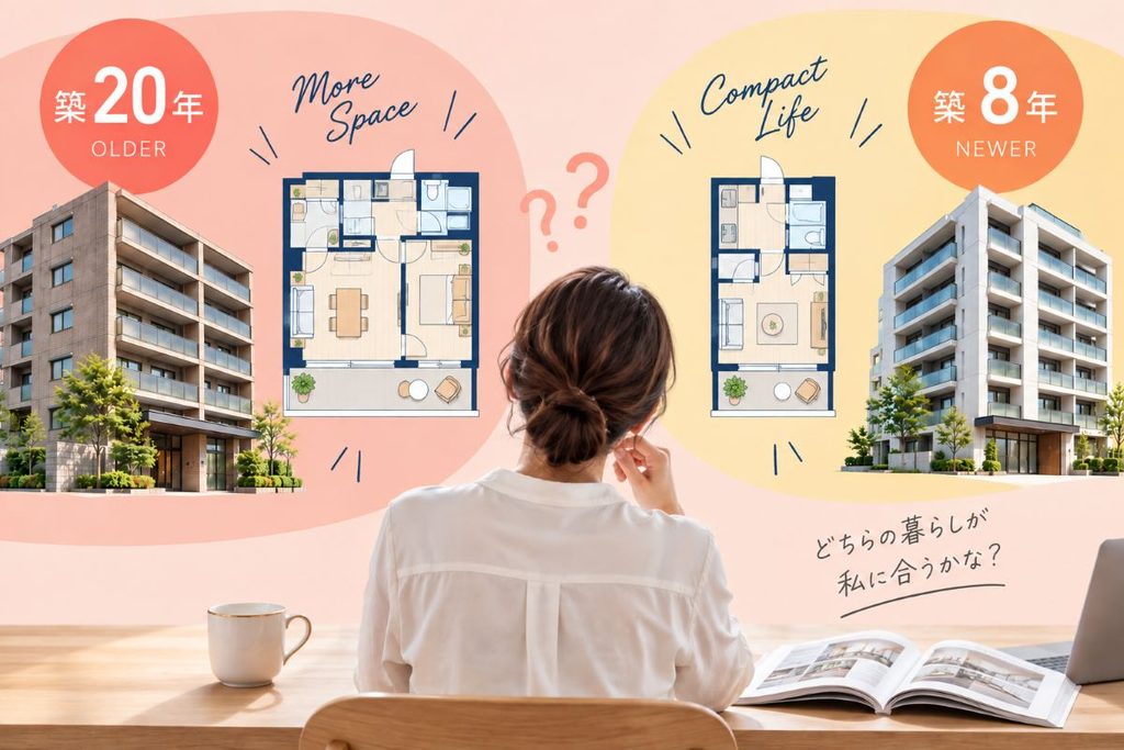 中古マンション選びで築年数と広さのバランスを比較